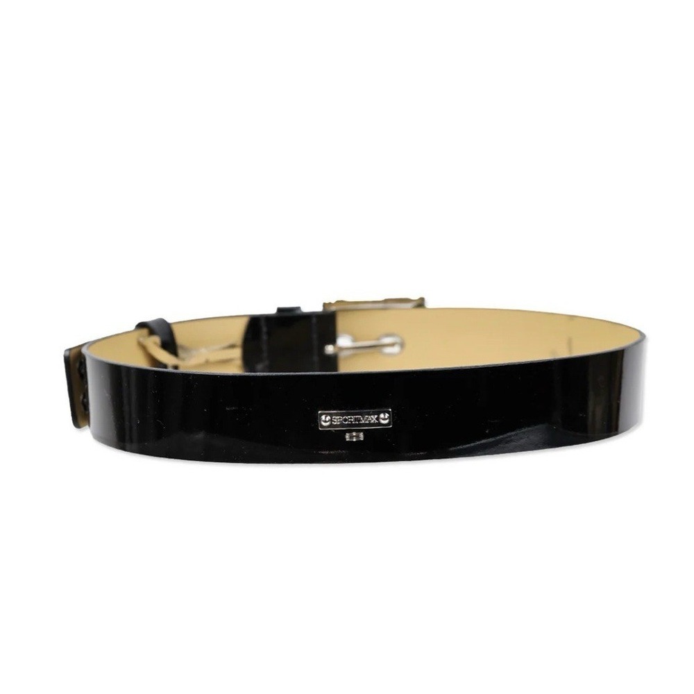 SPORTMAX - Leather Belt Black Patent Made‎ In Italy Size L